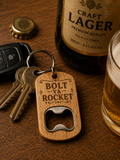 Bolt Ya Rocket Wooden Bottle Opener Keyring