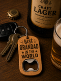 Best Dad in the World Wooden Bottle Opener Keyring – Father's Day Gift