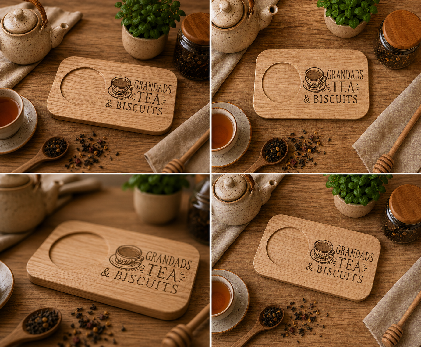 Grandad's Tea & Biscuits Personalised Wooden Drink Board