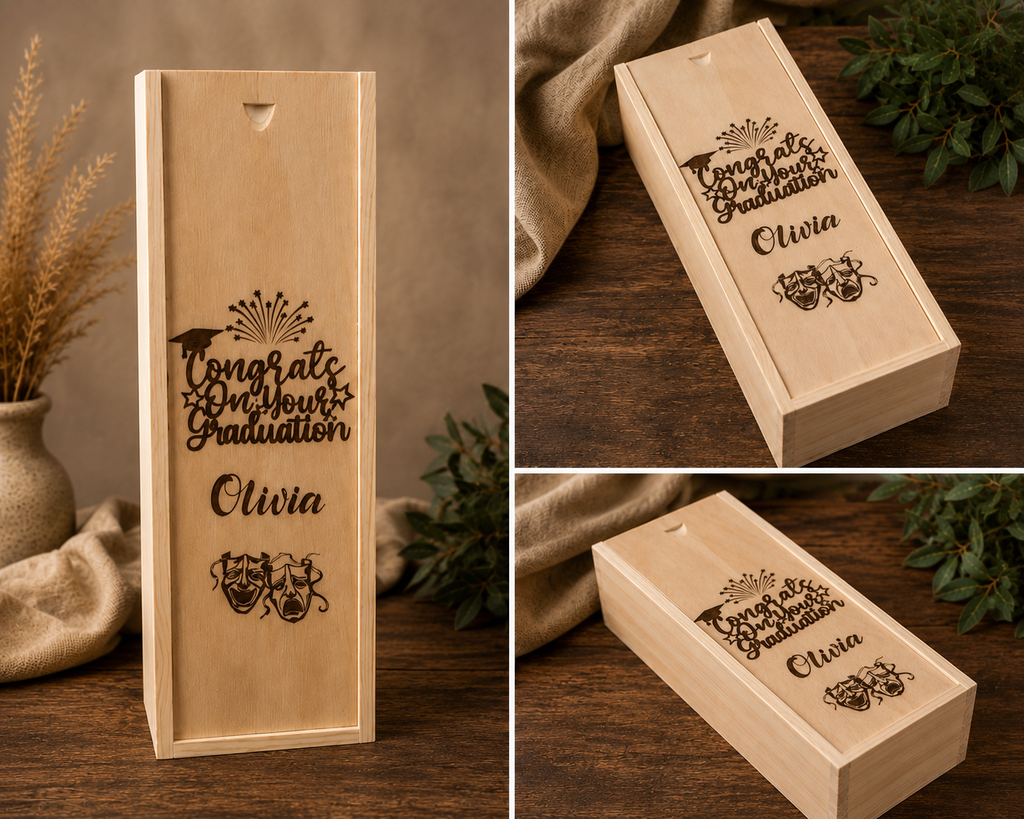Personalised Graduation Champagne/Wine Box – Custom Engraved Gift for Graduates