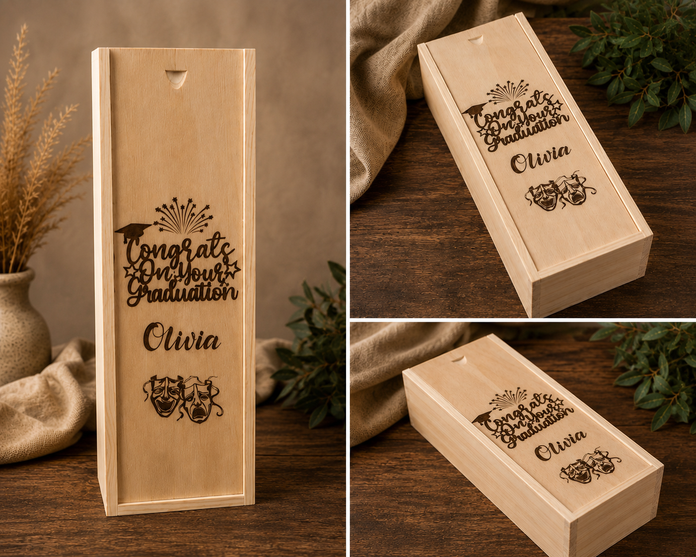 Personalised Graduation Champagne/Wine Box – Custom Engraved Gift for Graduates
