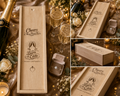 Personalised Engagement Champagne Box – Engraved Wooden Wine Gift Box for Couples