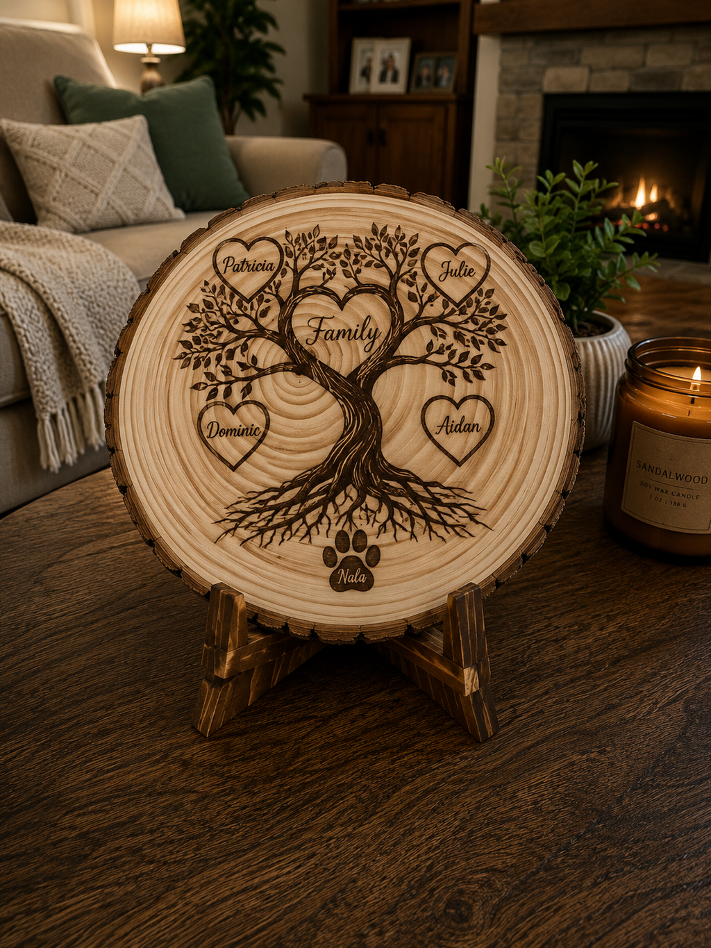 Family Tree Rustic Wood Slice