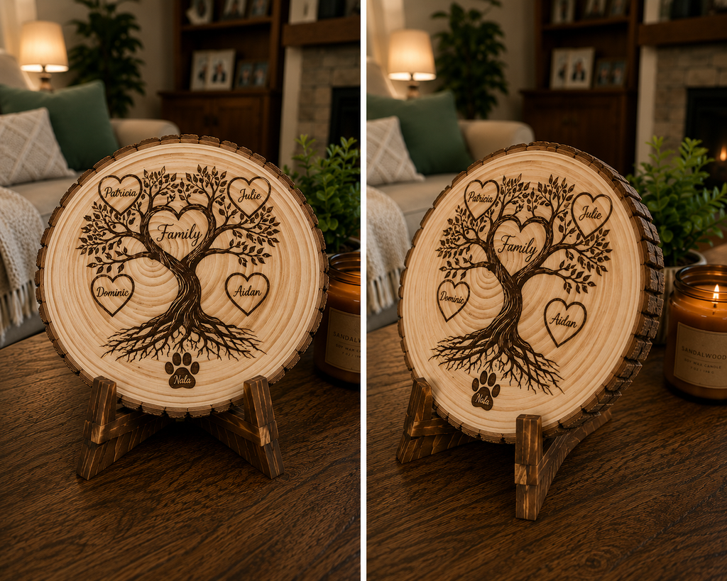 Family Tree Rustic Wood Slice