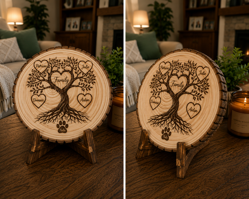 Family Tree Rustic Wood Slice