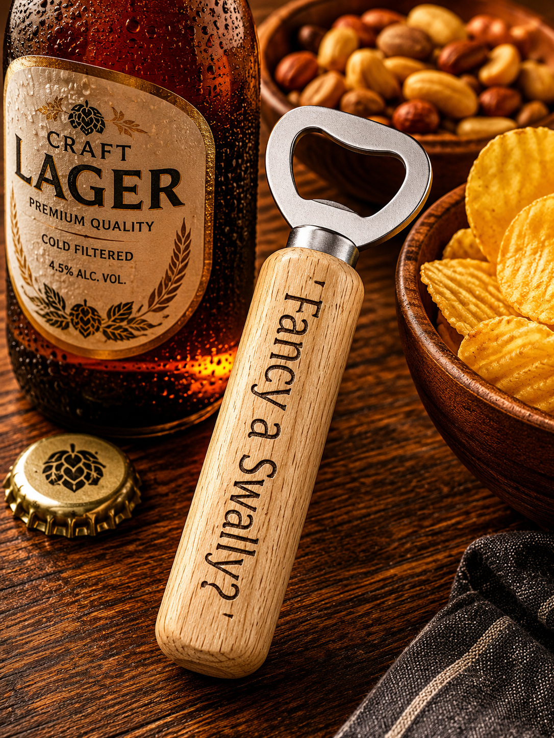Fancy A Swally? Wooden Beer Bottle Opener