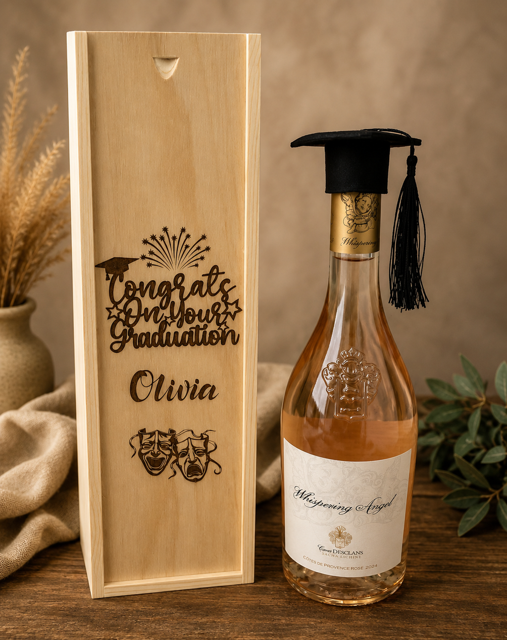 Personalised Graduation Champagne/Wine Box – Custom Engraved Gift for Graduates